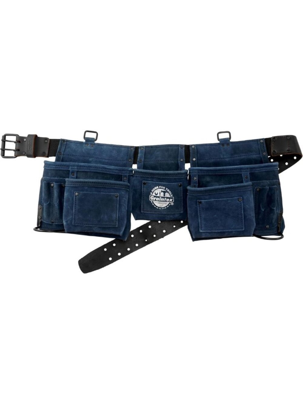 11 Pocket Suede Leather Tool Belt with Hammer Holders for Construction & DIY
